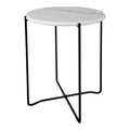 Azzate Round Rolled Edge Side Table White Marble Effect