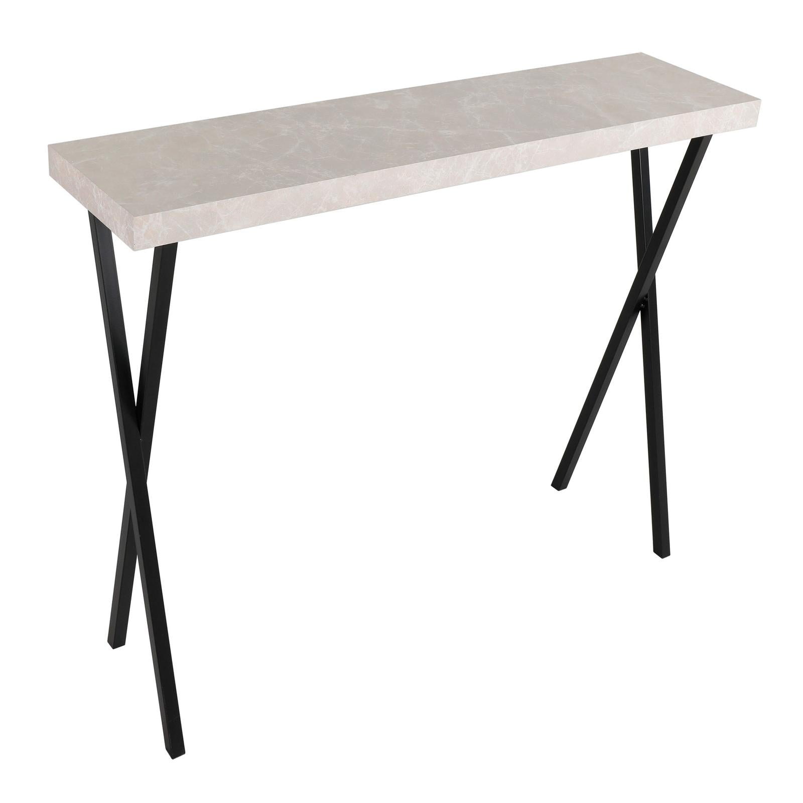 Data Console Table Light Grey Marble Effect