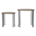 Drum Nest of 2 Round Tables Oak Effect