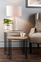 Drum Nest of 2 Round Tables Oak Effect