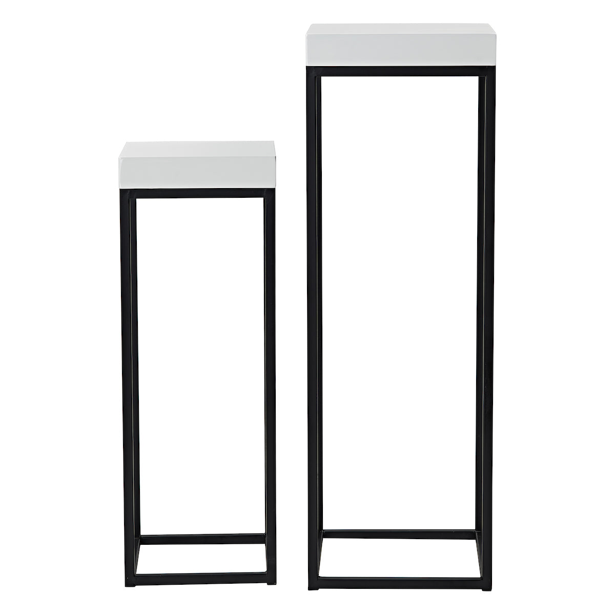 Fabio Nest of 2 Plant Stands White Gloss Top