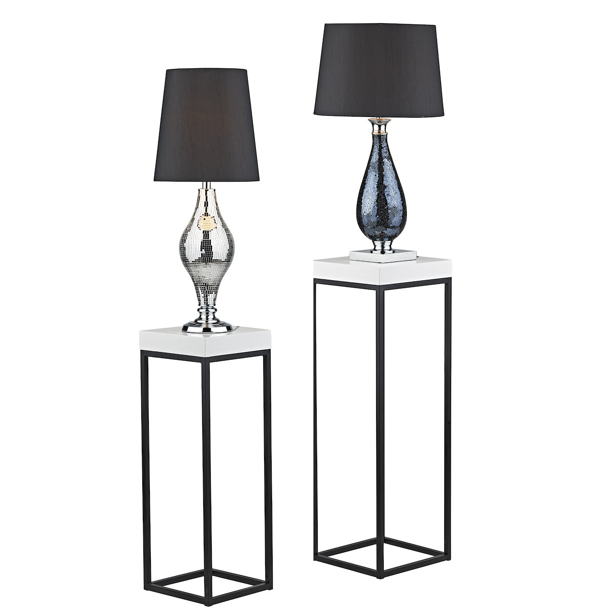 Fabio Nest of 2 Plant Stands White Gloss Top