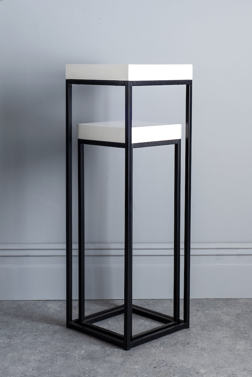 Fabio Nest of 2 Plant Stands White Gloss Top