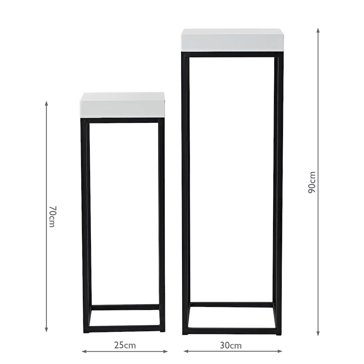 Fabio Nest of 2 Plant Stands White Gloss Top