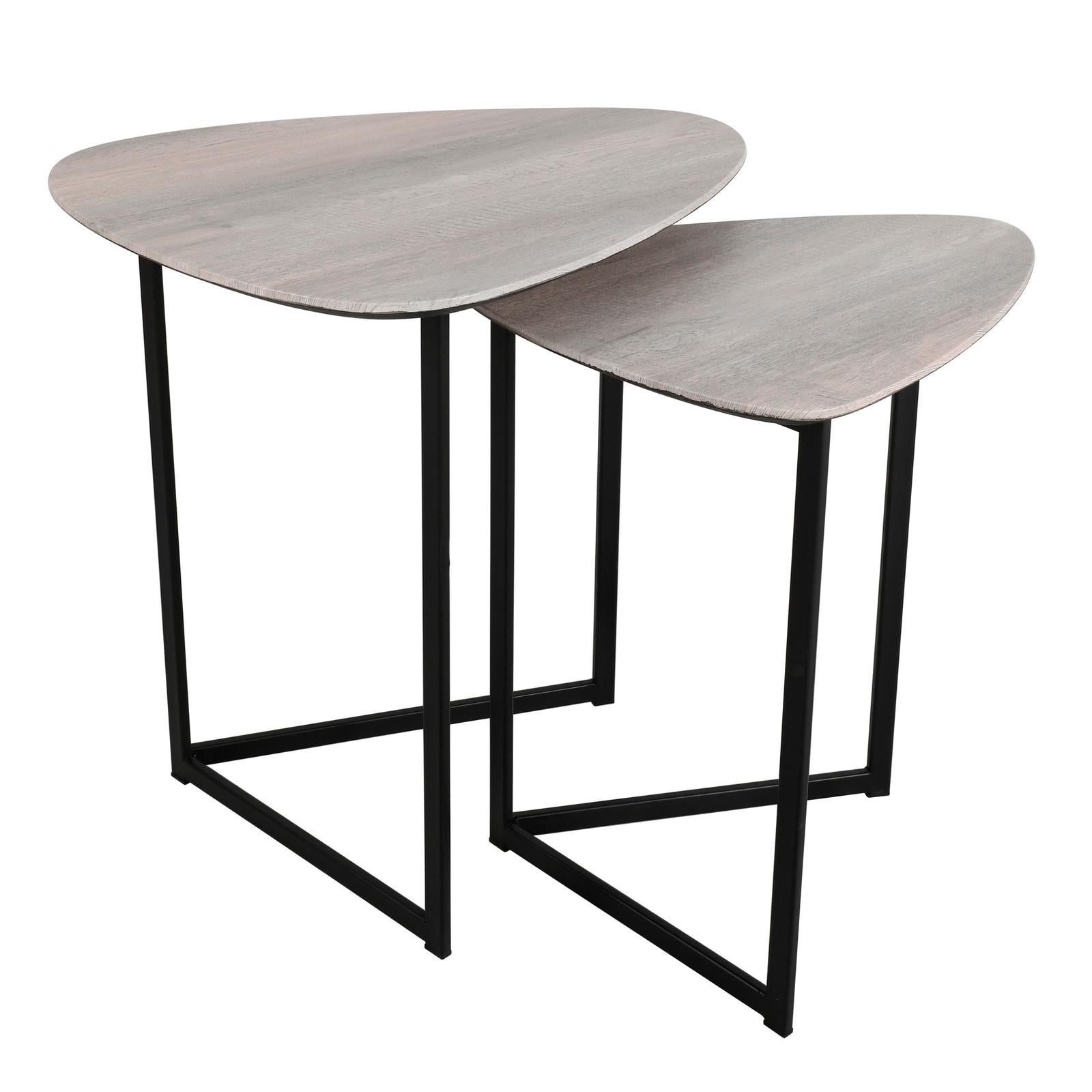Mibello Nested Side Tables Light Oak Effect