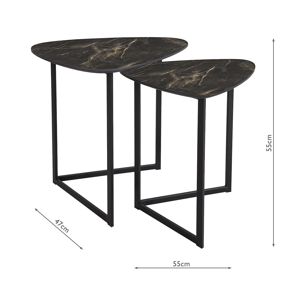 Mibello Nested Tables Dark Marble Effect and Matt Black
