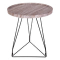 Miguel Side Table Brown Stone Veneer and Matt Black