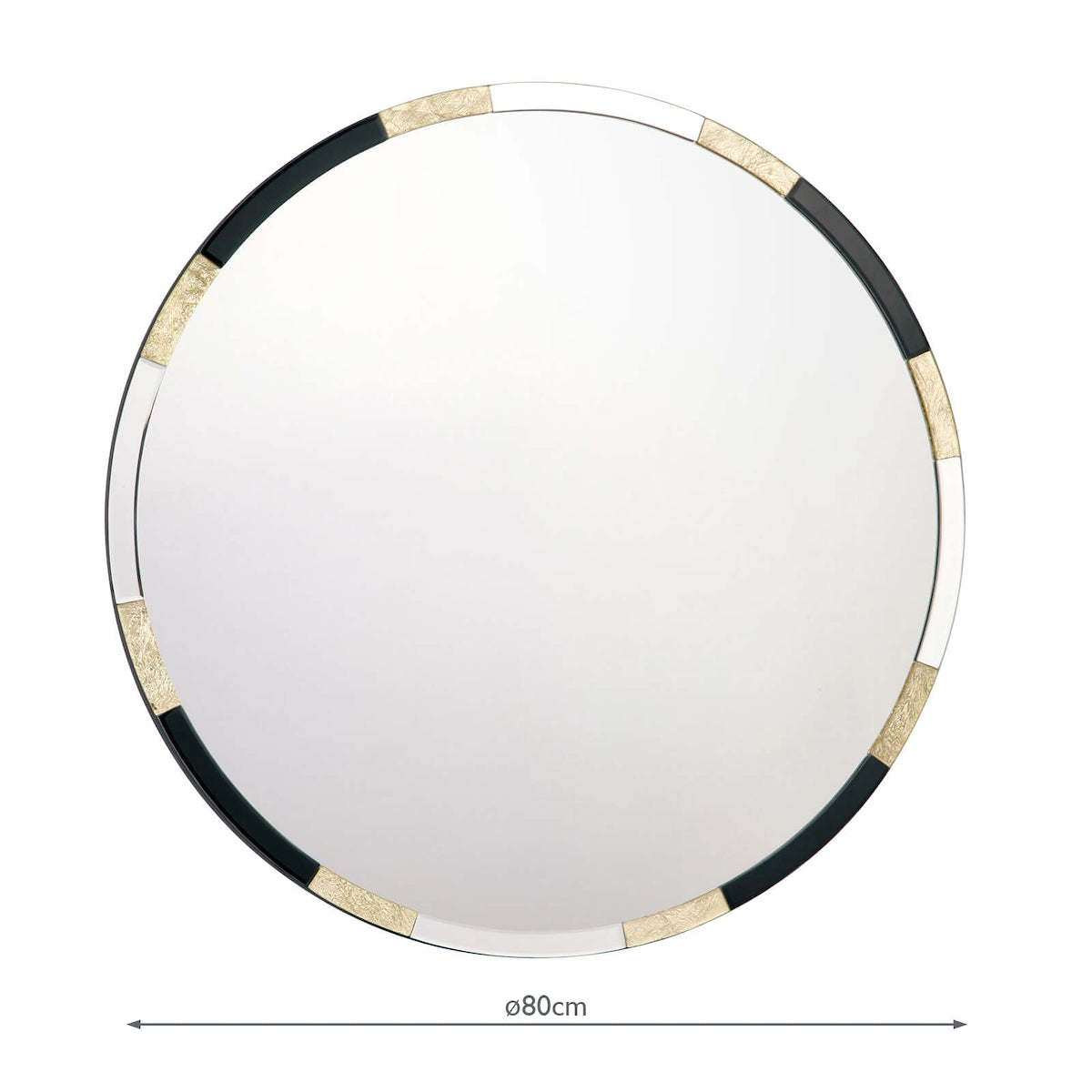 Gadany Round Gold Leaf And Black Glass Mirror 80cm