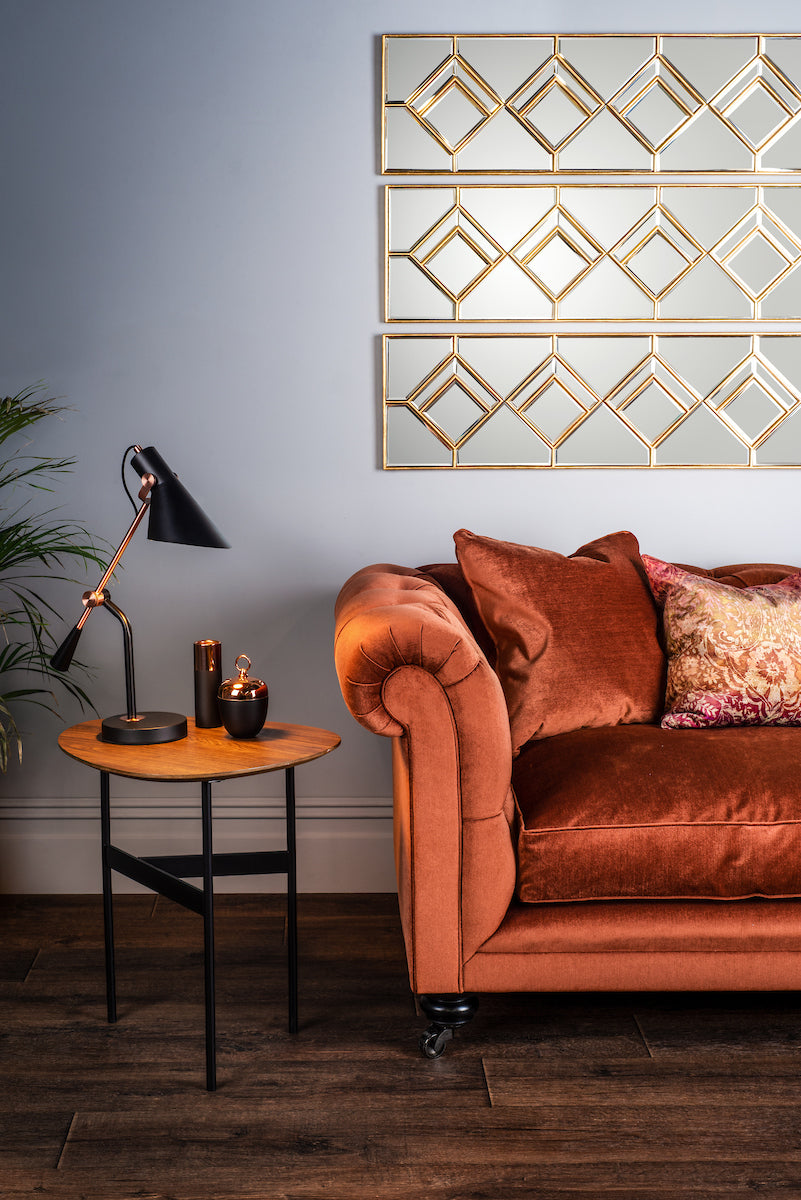 Kipton Rectangle Decorative Mirror with Gold Foil Detail 98 x 30cm