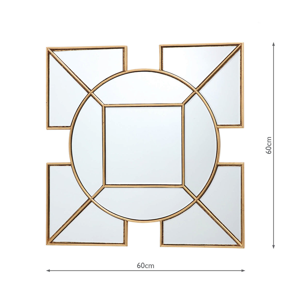 Lyshia Square Mirror With Gold Foil Detail 60cm