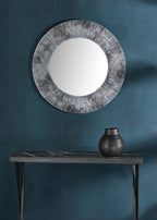 Neome Round Mirror With Purple/Grey Frame 80cm
