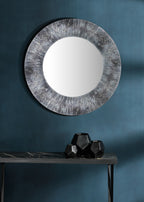 Neome Round Mirror With Purple/Grey Frame 80cm