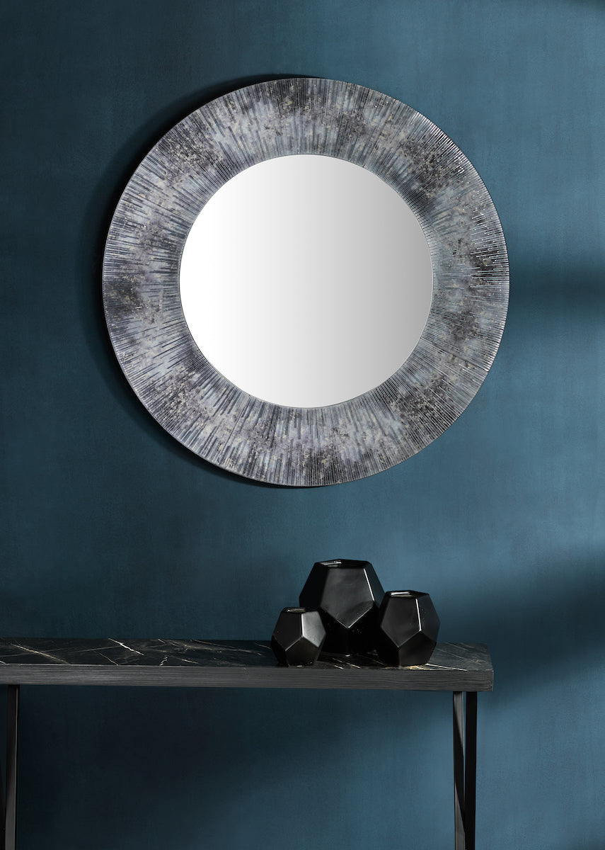Neome Round Mirror With Purple/Grey Frame 80cm