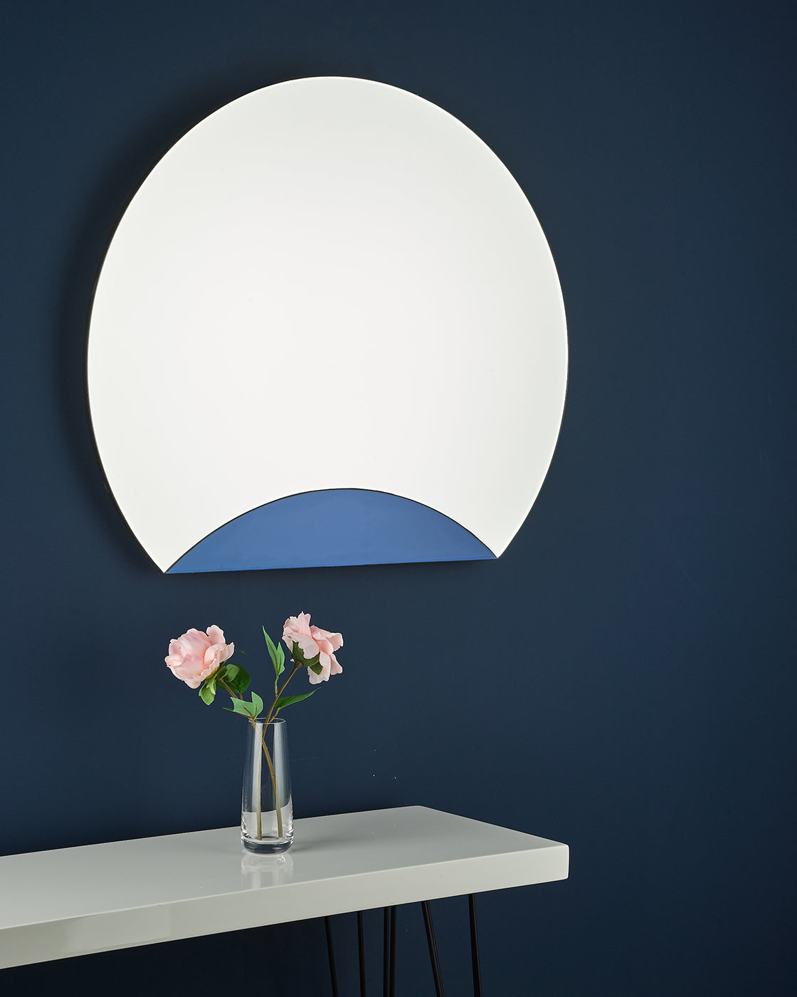 Rise Mirror With Blue Panel Detail 60 x 70cm