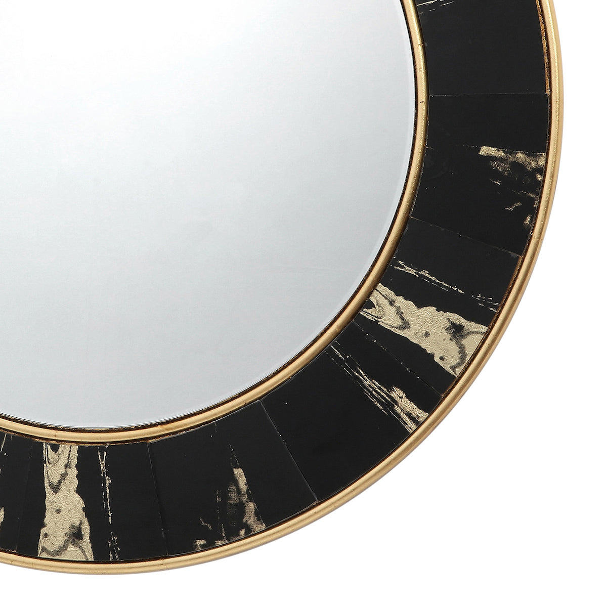 Sidone Round Mirror With Black/Gold Foil Detail 80cm
