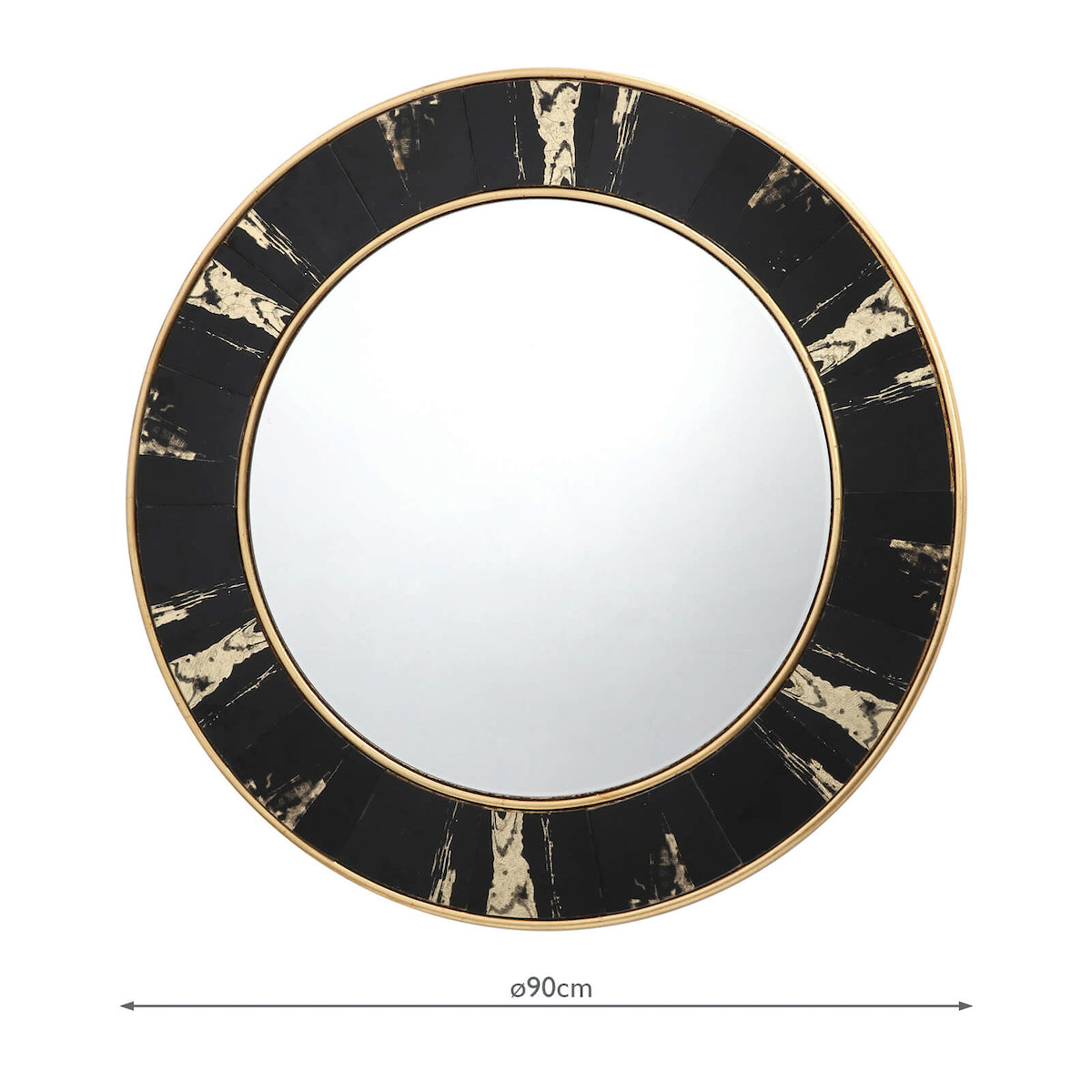 Sidone Round Mirror With Black/Gold Foil Detail 80cm