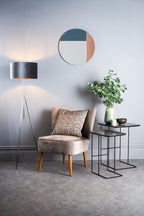 Thalia Round Blue And Rose Gold Mirror 50cm