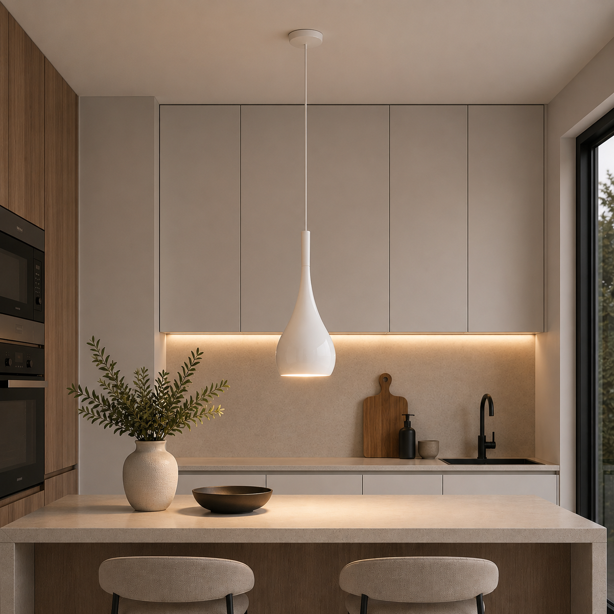 Maia 1 - Gloss White Metal Pendant