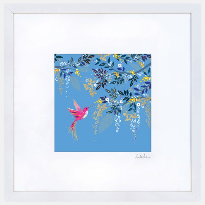 Light Blue Hummingbird Small Wall Art