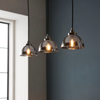 Caspa Modern 3-Light Linear Pendant Light with Smokey Mirror Glass