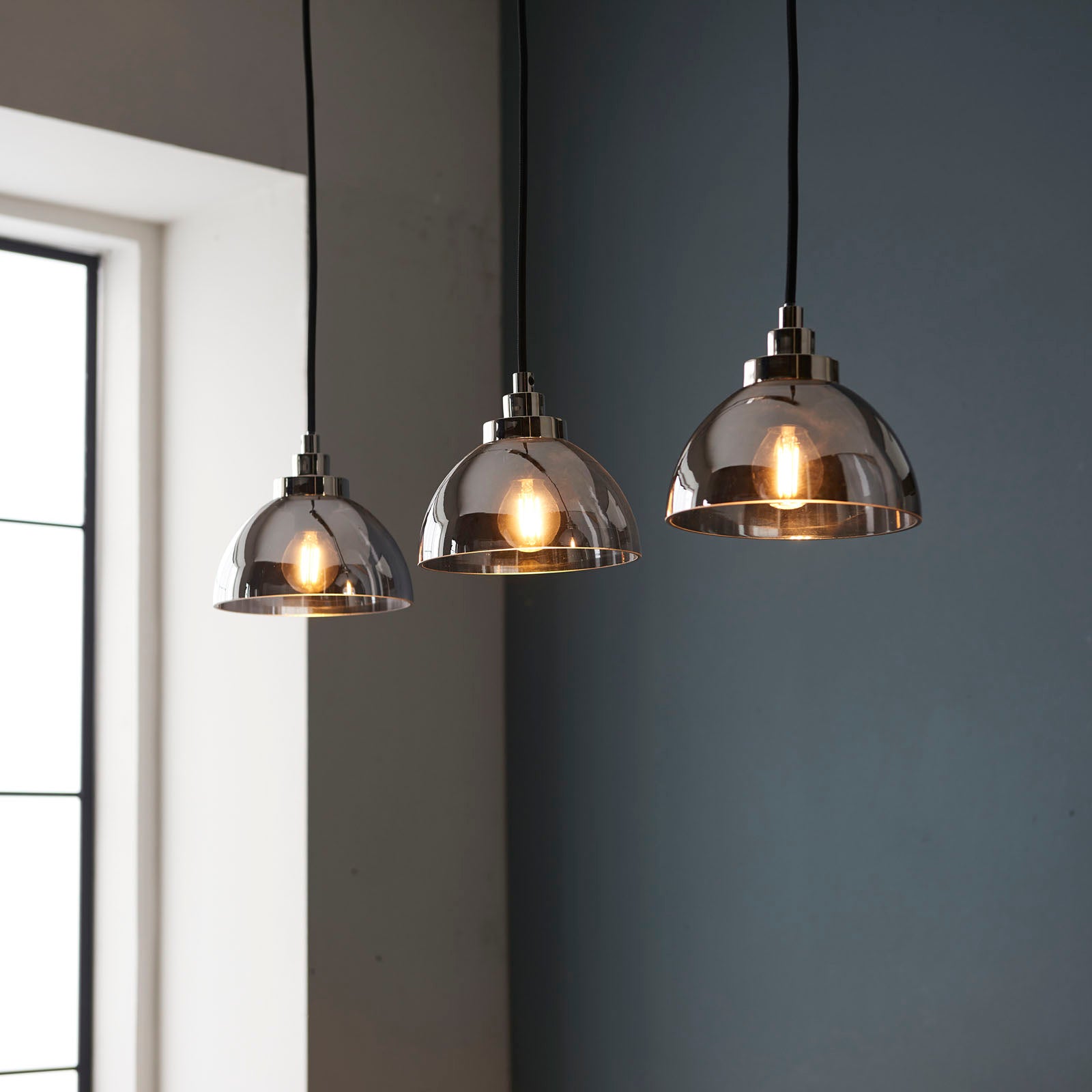 Caspa Modern 3-Light Linear Pendant Light with Smokey Mirror Glass