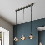 Caspa Modern 3-Light Linear Pendant Light with Smokey Mirror Glass