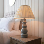 Provence Gloss Blue Grey Table Lamp with Satin Nickel Details