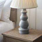 Provence Gloss Blue Grey Table Lamp with Satin Nickel Details