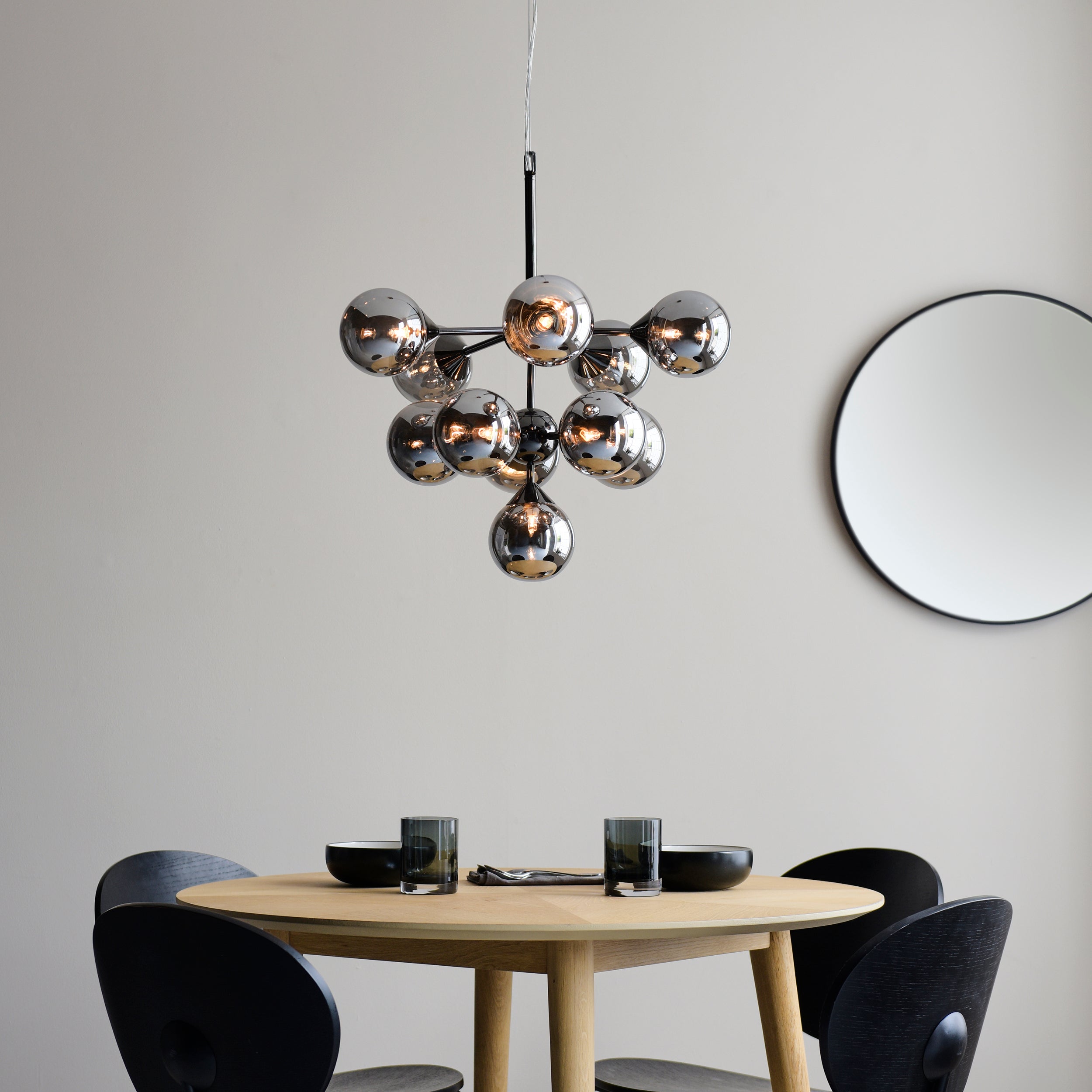 Oscar 11lt Pendant Black With Smoke Shades