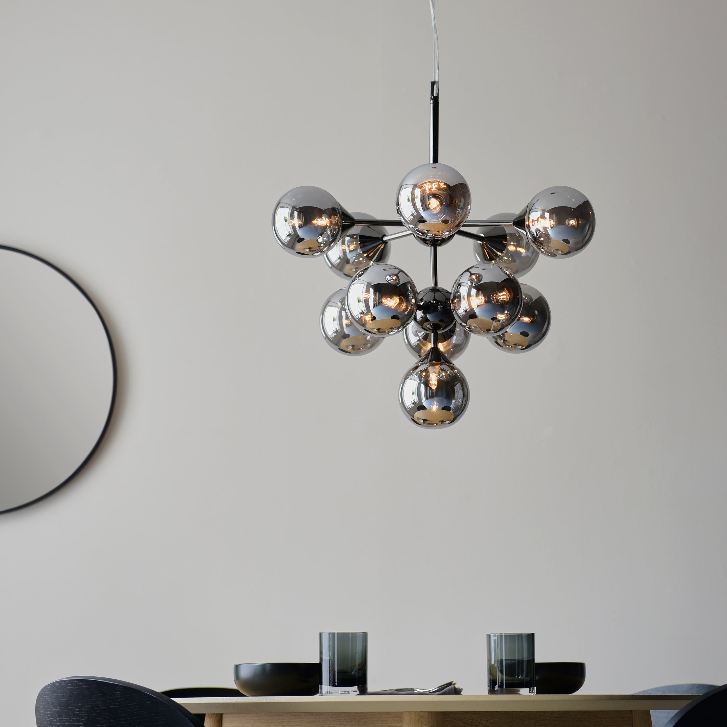 Oscar 11lt Pendant Black With Smoke Shades