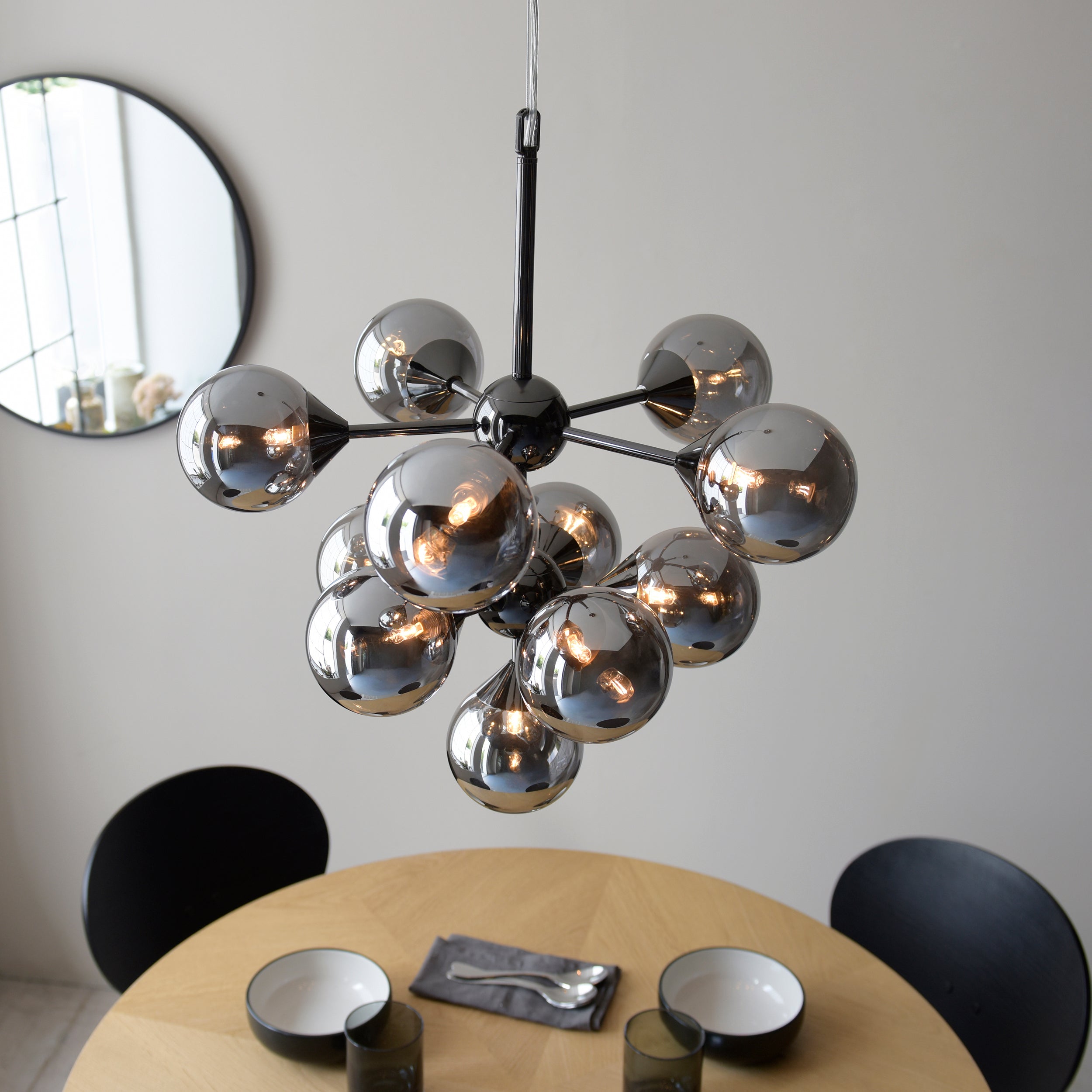 Oscar 11lt Pendant Black With Smoke Shades