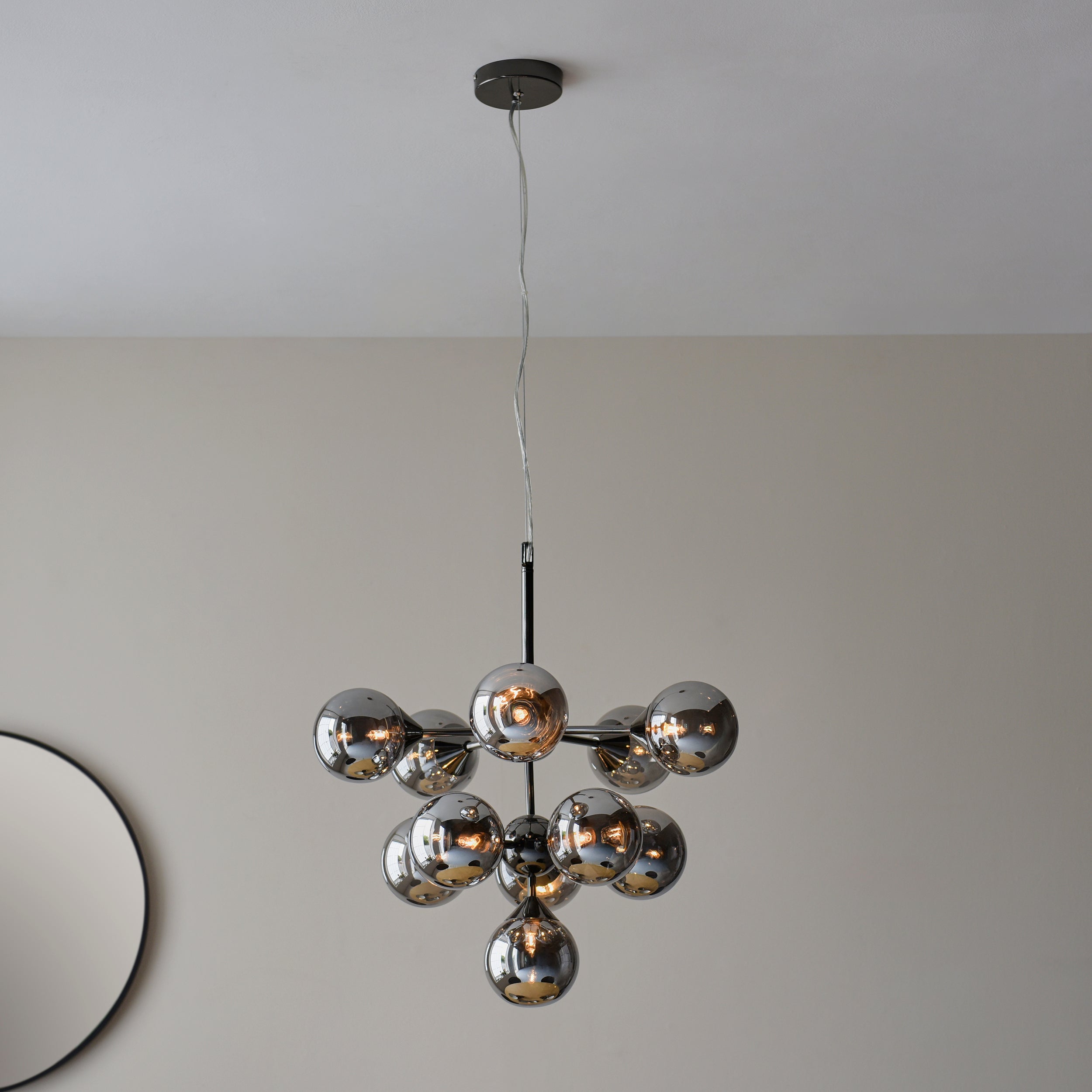 Oscar 11lt Pendant Black With Smoke Shades