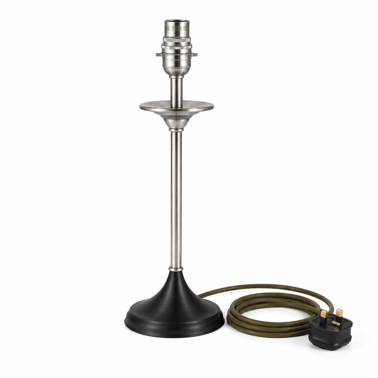 Elegance Small Table Lamp Satin Nickel with Black Base