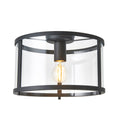 Hopton Matt Black Flush Ceiling Light with Clear Glass