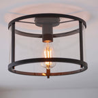 Hopton Matt Black Flush Ceiling Light with Clear Glass