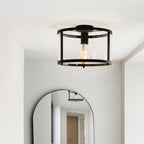 Hopton Matt Black Flush Ceiling Light with Clear Glass