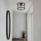 Hopton Matt Black Flush Ceiling Light with Clear Glass