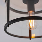 Hopton Matt Black Flush Ceiling Light with Clear Glass