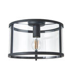 Hopton Matt Black Flush Ceiling Light with Clear Glass