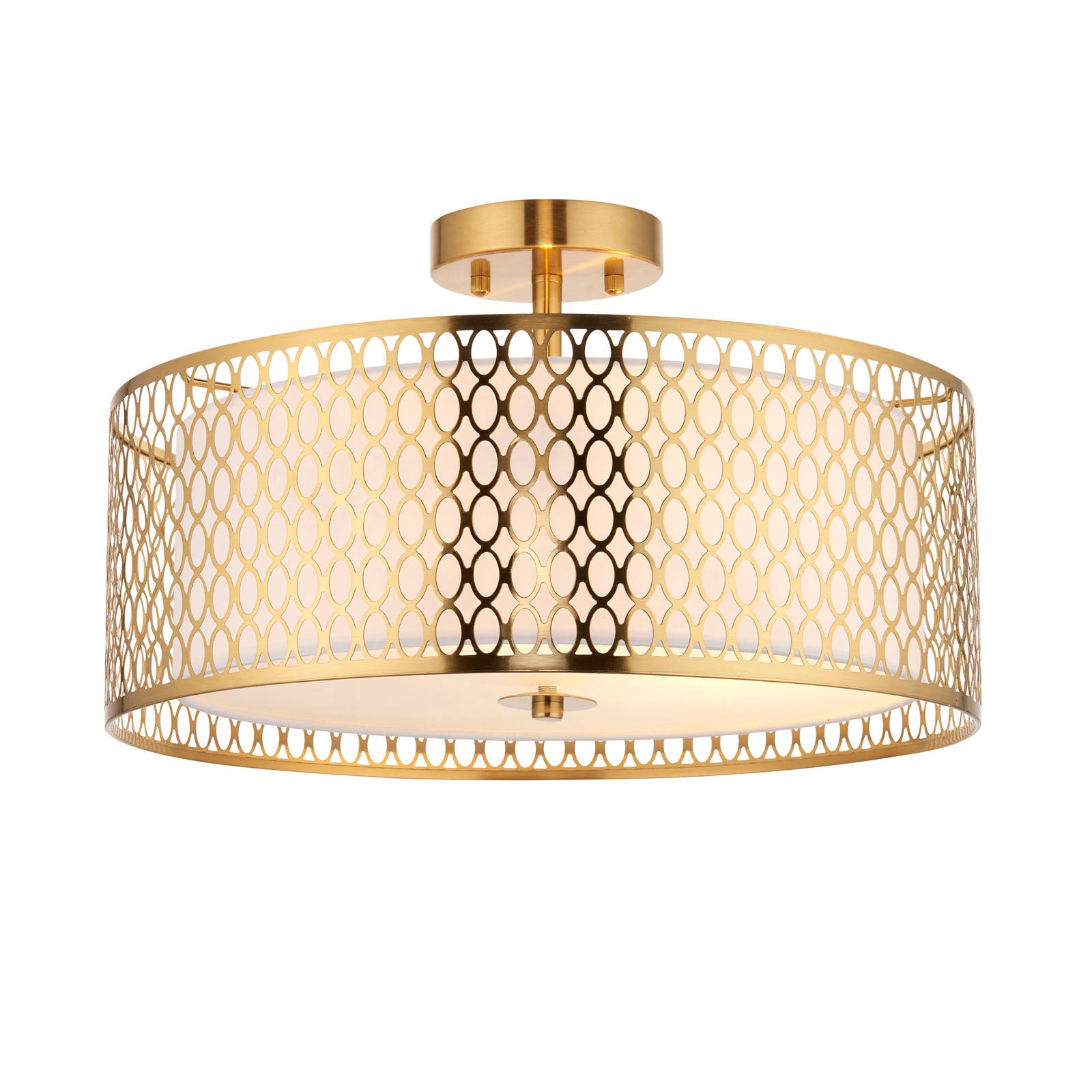 Cordero 3-Light Dimmable Gold Flush Mount Ceiling Light with Frosted Glass