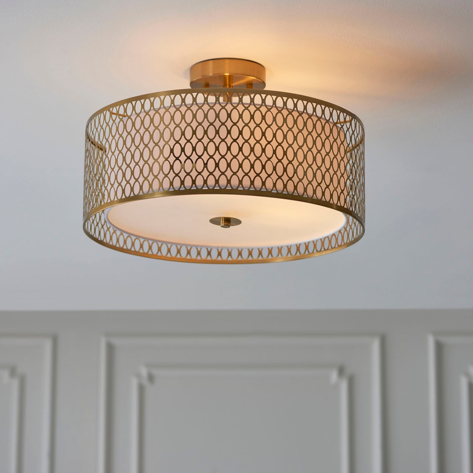 Cordero 3-Light Dimmable Gold Flush Mount Ceiling Light with Frosted Glass