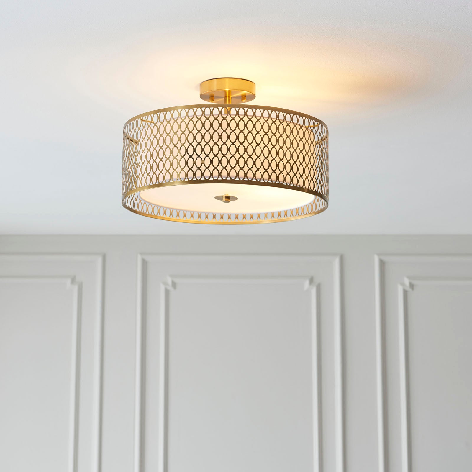 Cordero 3-Light Dimmable Gold Flush Mount Ceiling Light with Frosted Glass