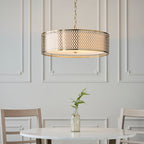 Cordero 3-Light Dimmable Adjustable Pendant Light with Geometric Metal & Fabric Shade