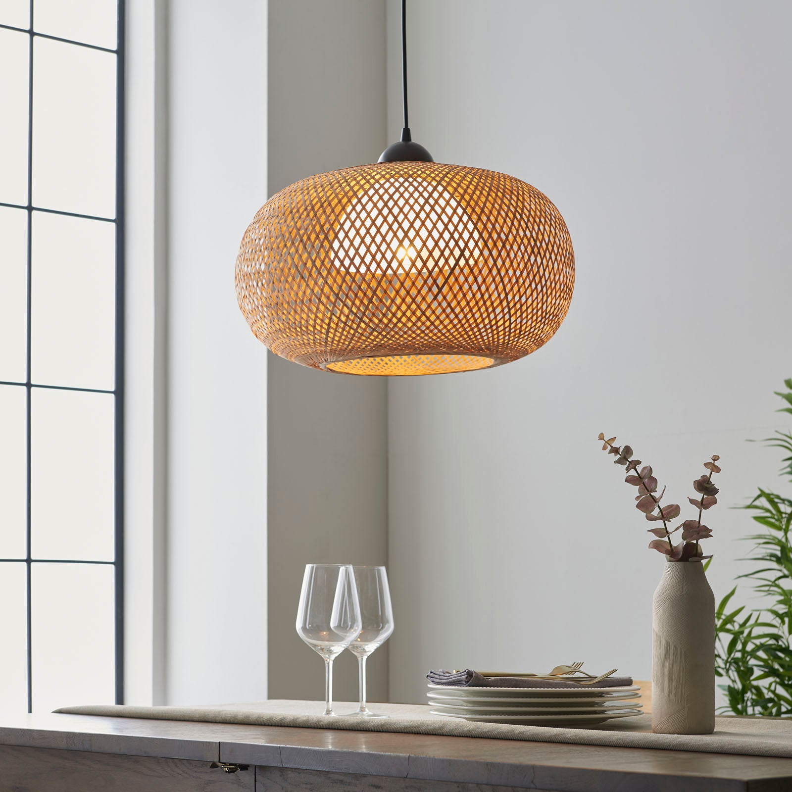 Bali 1-Light Pendant: Natural Raffia Twine (Beach Vibes)