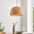 Bali 1-Light Pendant: Natural Raffia Twine (Elongated Sphere)
