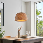 Bali 1-Light Pendant: Natural Raffia Twine (Elongated Sphere)