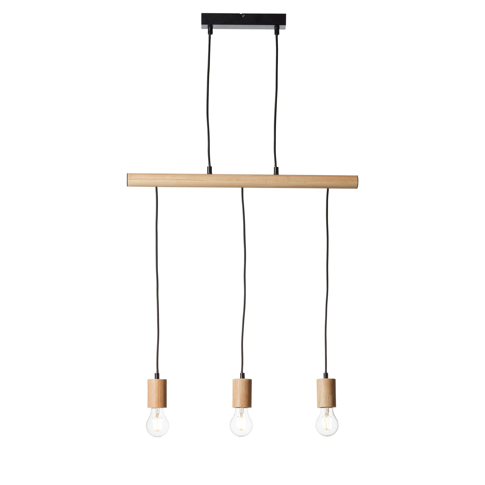 Sven Natural Wood & Black 3-Light Pendant