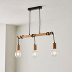 Sven Natural Wood & Black 3-Light Pendant