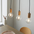 Sven Natural Wood & Black 3-Light Pendant