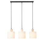 Durban 3-Light Linear Scandi Pendant with Natural Wood & Linen Shades